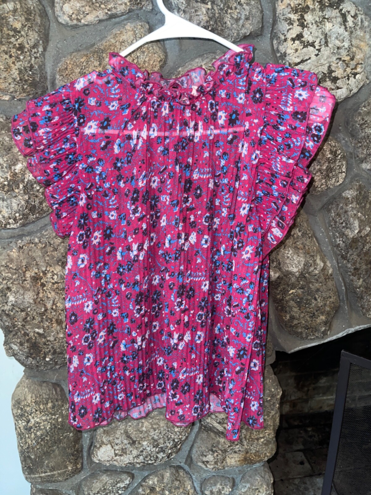 Anthropologie Frieda Ruffled Pleated Floral Blouse Size Medium