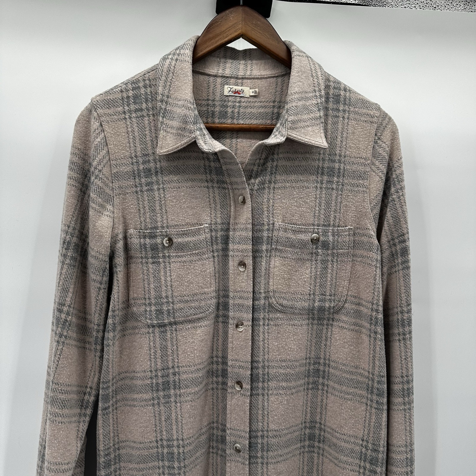 Faherty Shirt Womens Medium Plaid Flannel Button Soft Boxy Outdoor Preppy