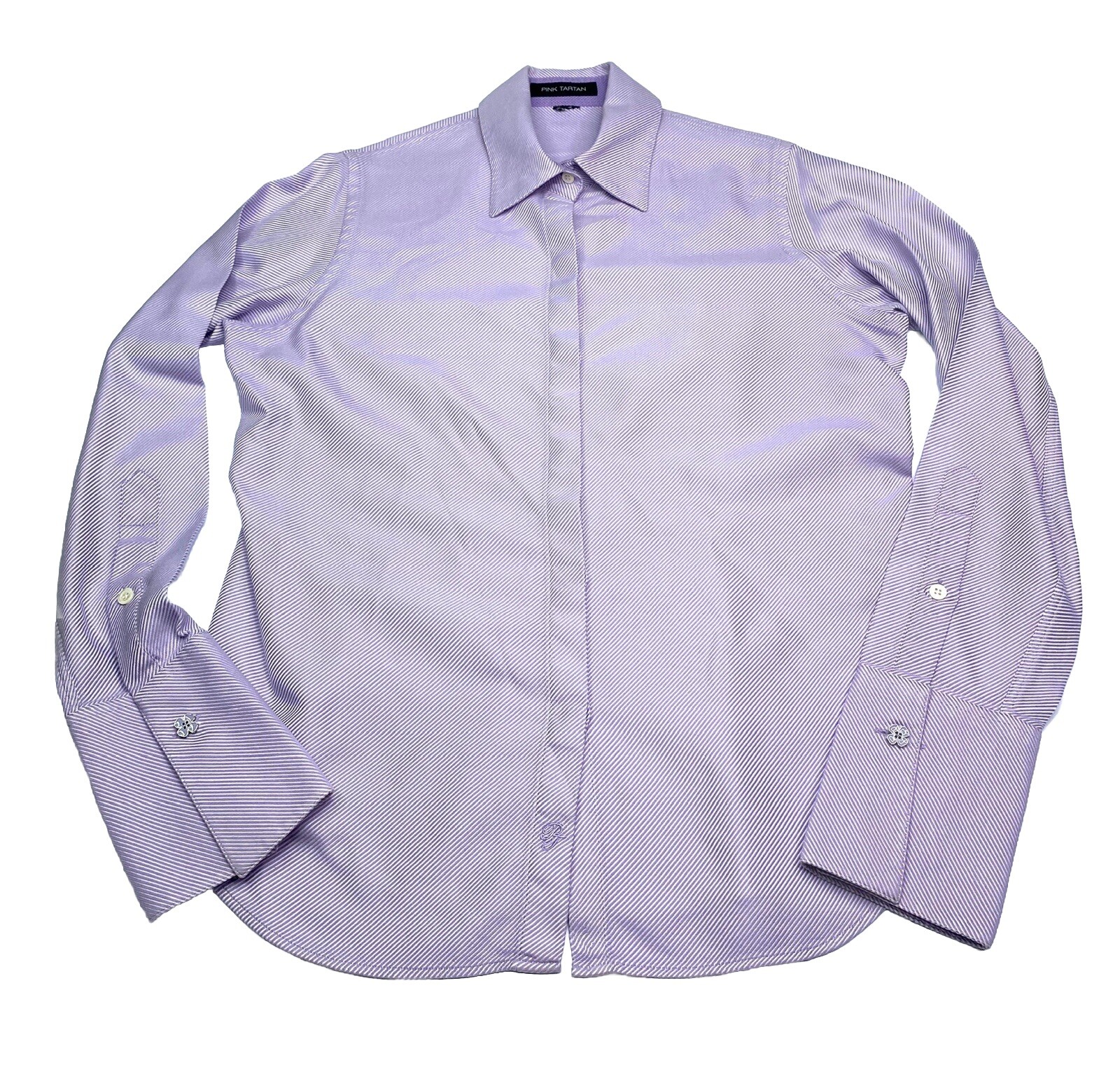 Pink Tartan Women’s Size 8 Purple Striped Button Down Shirt Long Sleeve