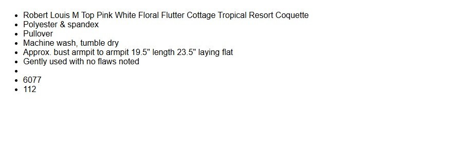 Robert Louis M Top Pink White Floral Flutter Cottage Tropical Resort Dopamine