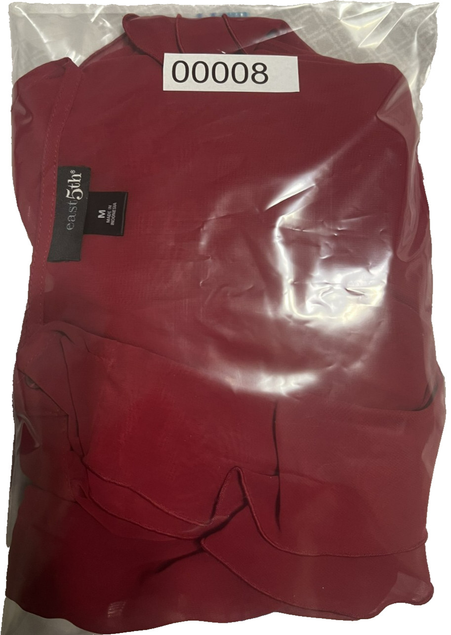 East 5th, Ladies Red Dressy Sheer Blouse M Classy Business