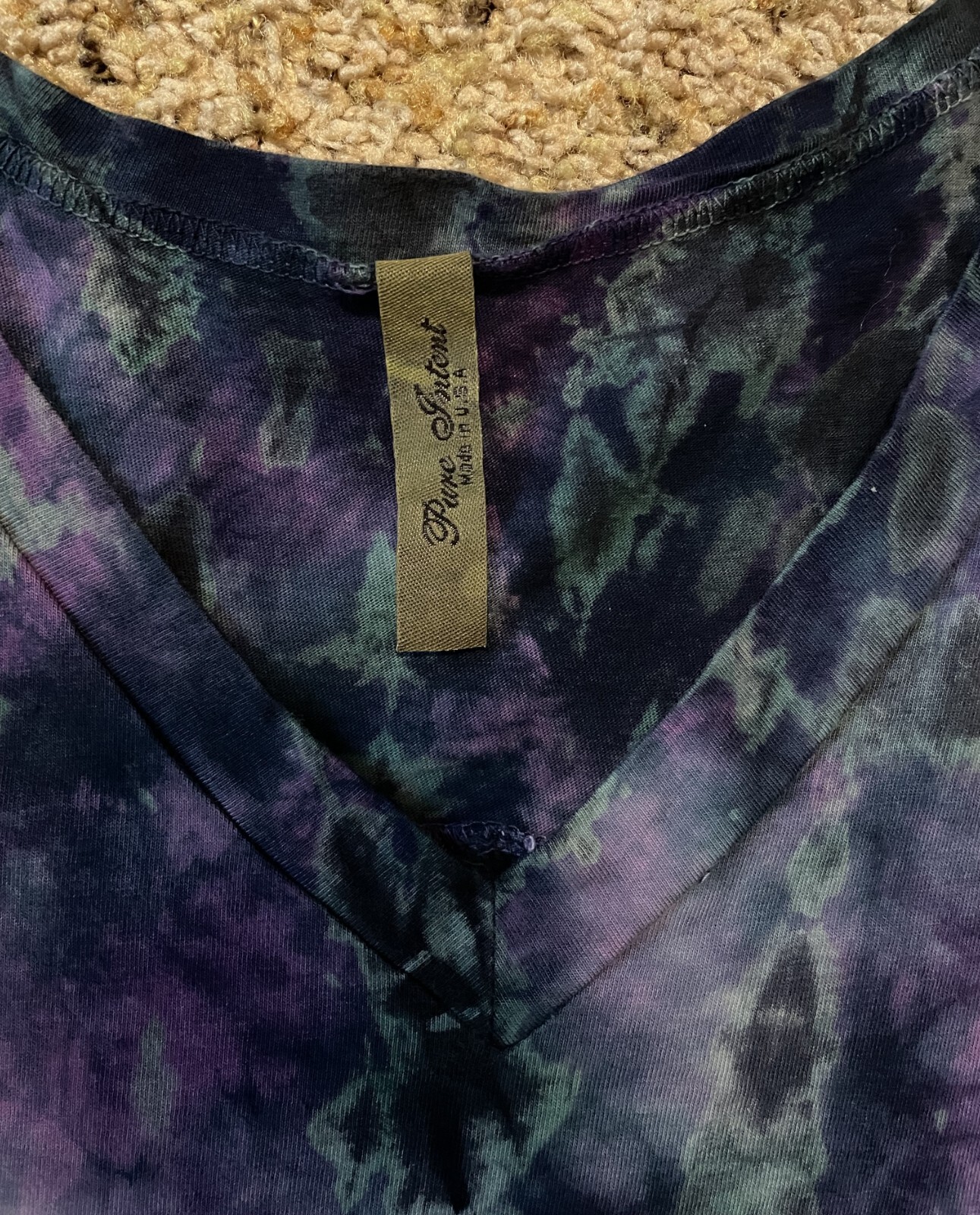 Pure Intent Women’s Tie-Dye Blue & Purple Tunic Shirt Top Sz M 3/4 Sleeve – USA