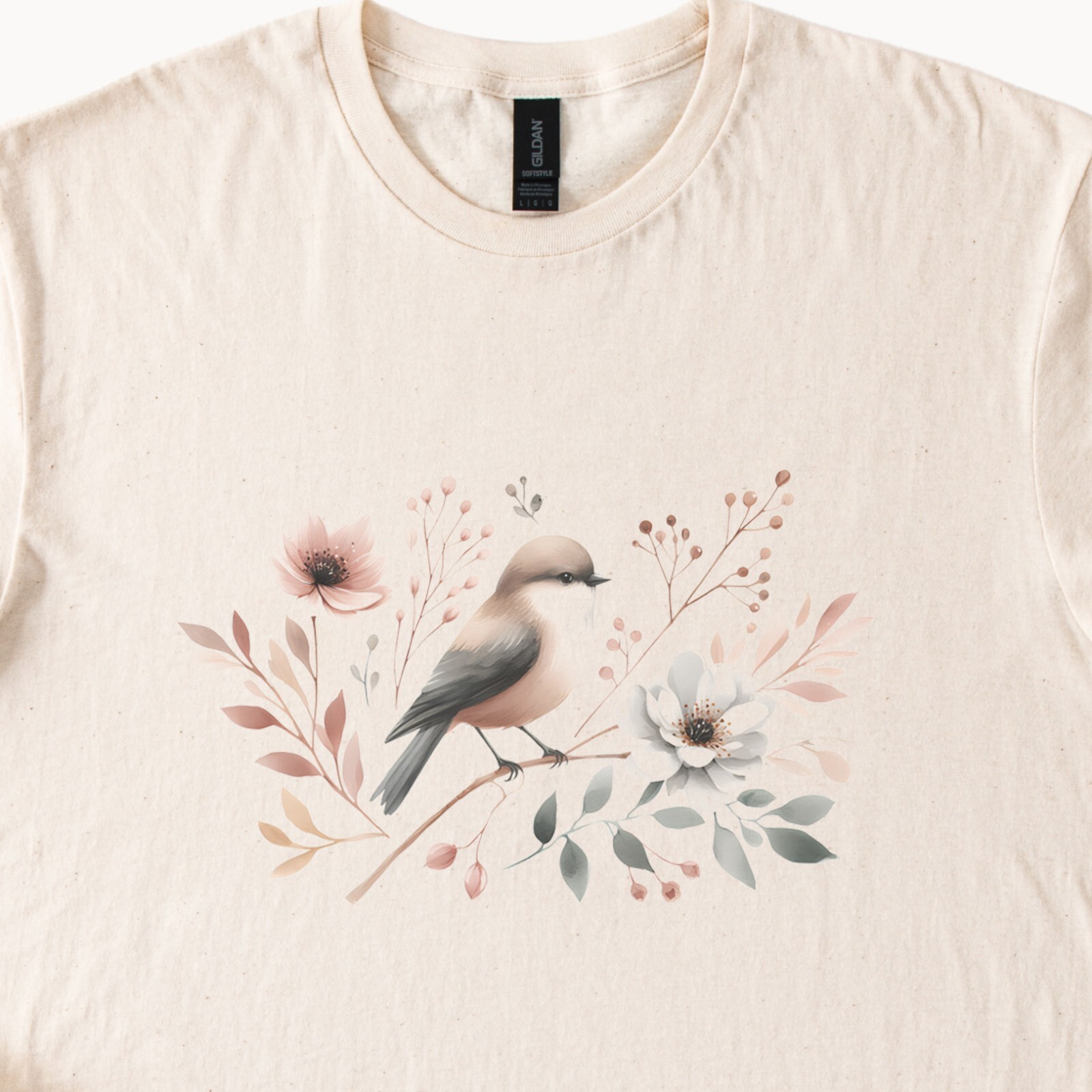 Bird Shirt Floral Graphic T Shirt Nature Tee Casual Top