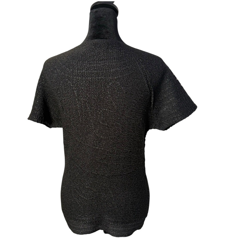Abstract Art To Wear Crinkle Top Womens S Black White Lagenlook Textured Blouse