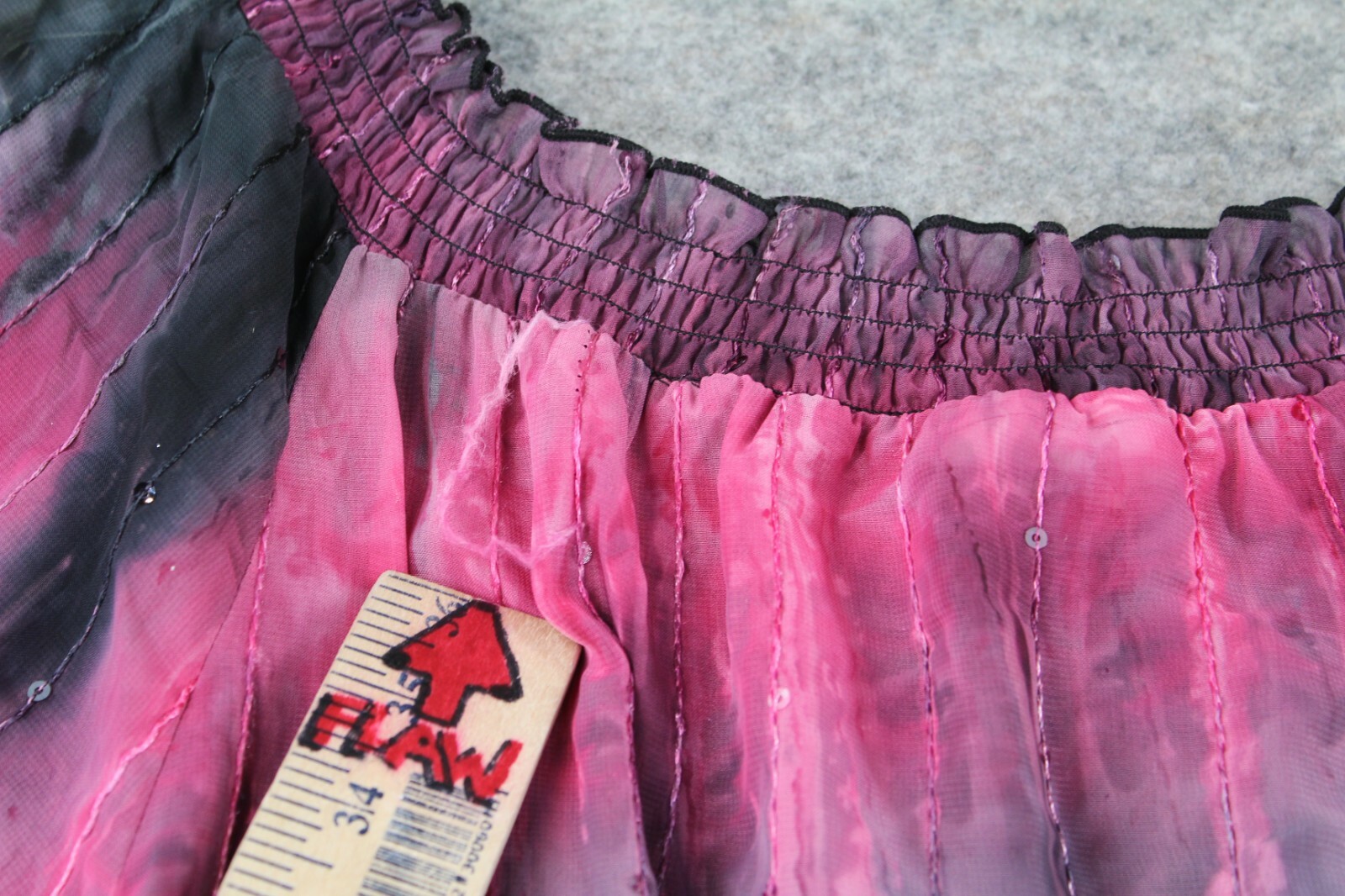 Sami Joe Shirt Size 1X Pink Black Tie Dye Sequins Flowy Sheer Elastic Waist Nwd