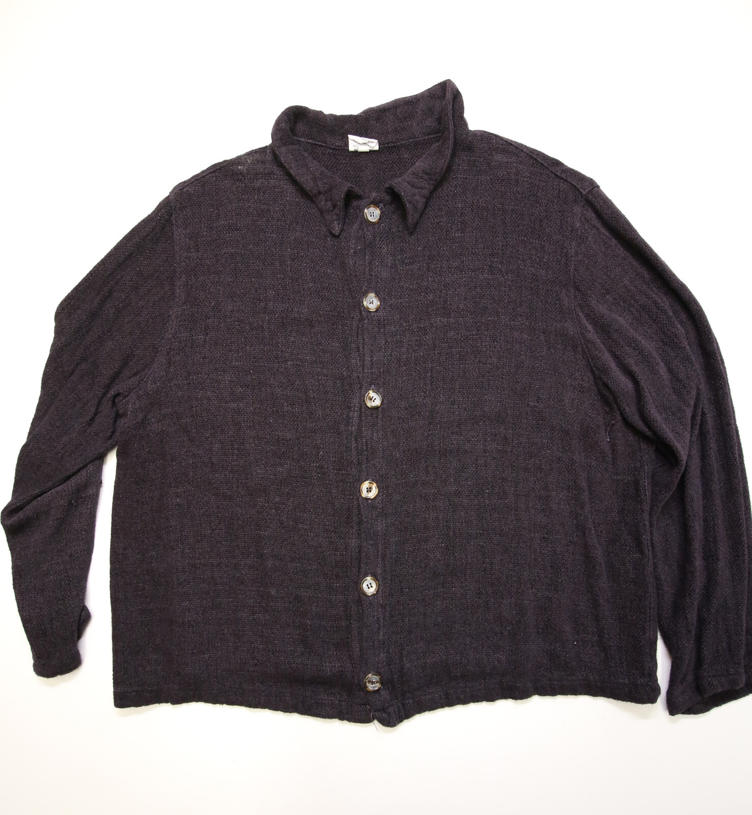 CP Shades Rayon Flax Knit Shirt Womens Oversized M Button Lagenlook READ