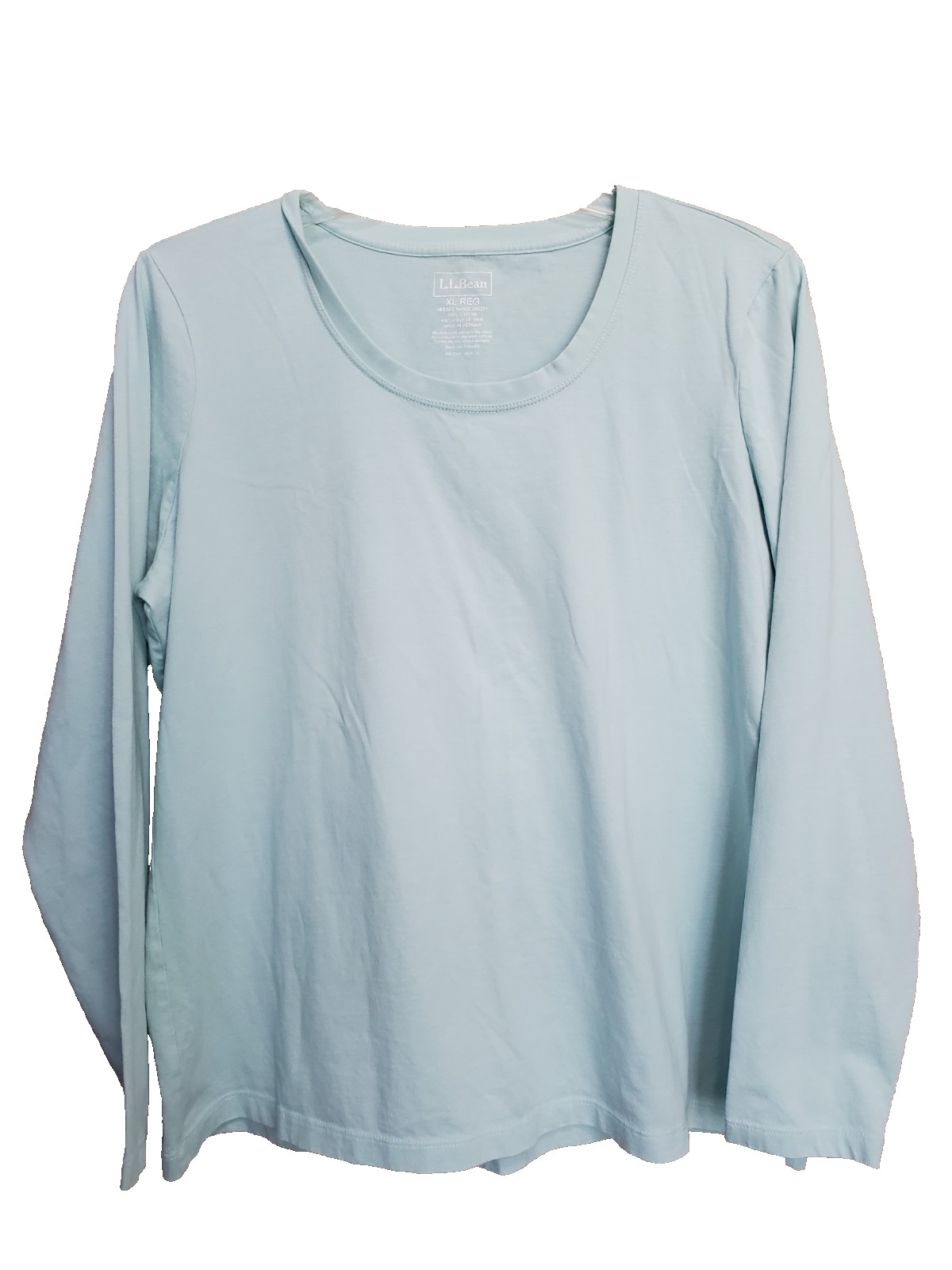 LL Bean Women’s Light Green Cotton Long Sleeve Scoop Neck T-Shirt Size XL