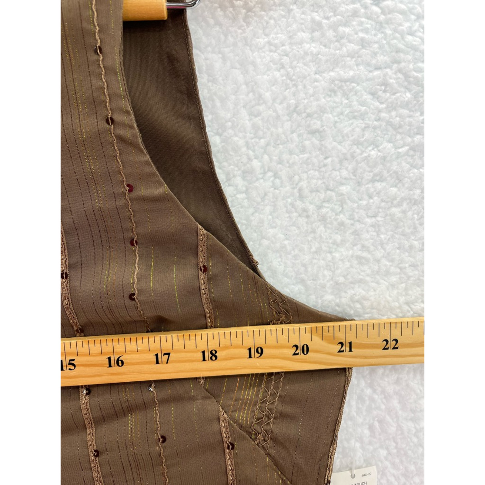 Judith Hart Collection Womens Blouse Brown Stripe Sleeveless Embellished 14 New