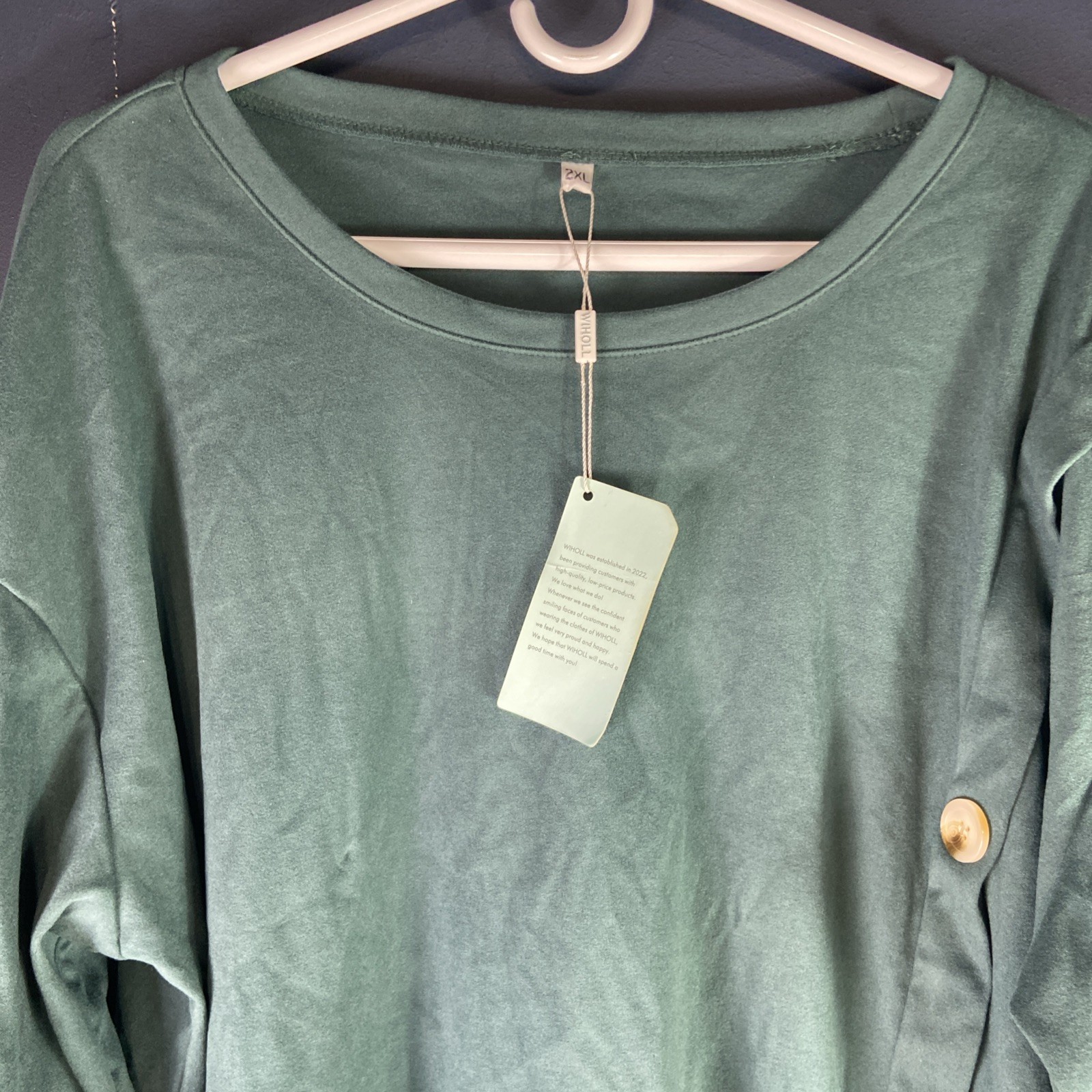 Wiholl Top Women Size 2XL Long Sleeve Green