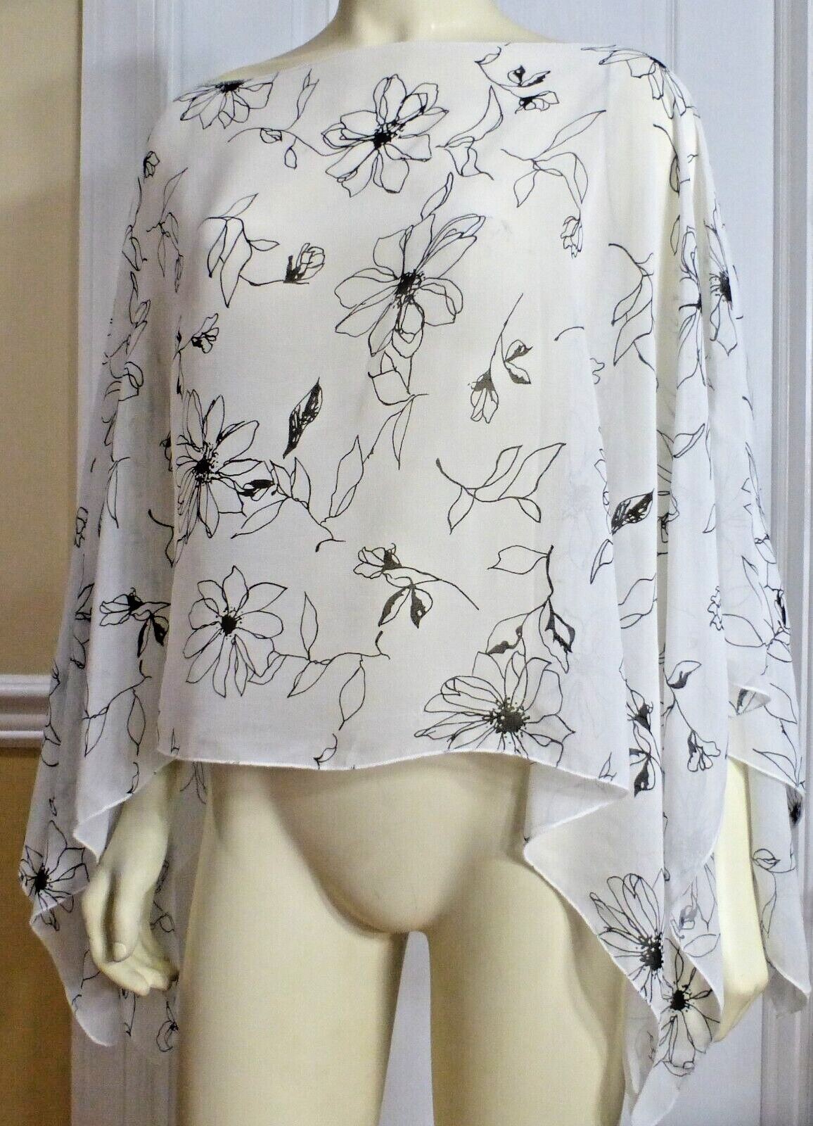 ANGIE Women’s Sheer Sleeveless Top, Black White Floral, One Size Fits All, NWT