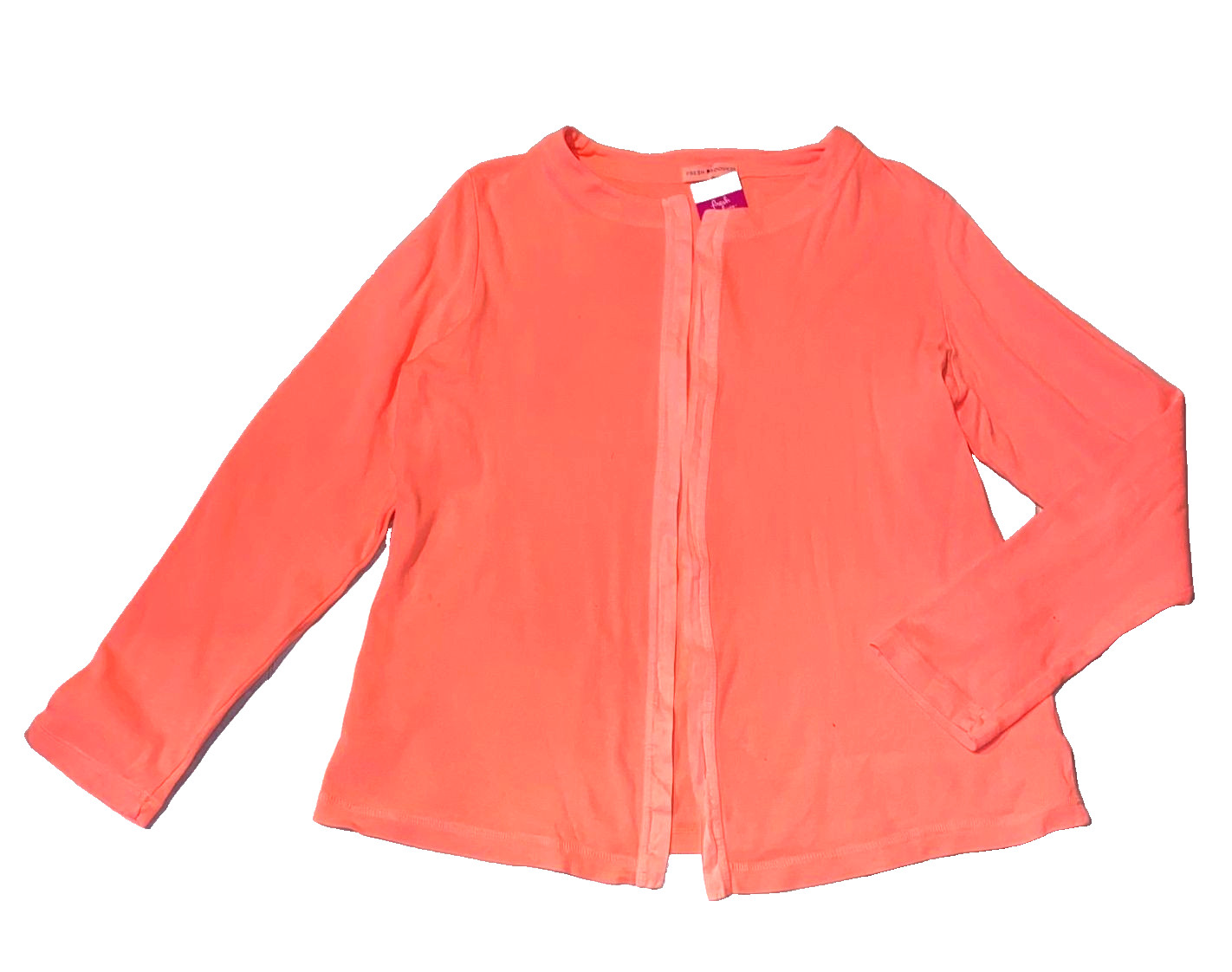 Fresh Produce large orange $74 essential jersey cotton open cardigan top nwt L