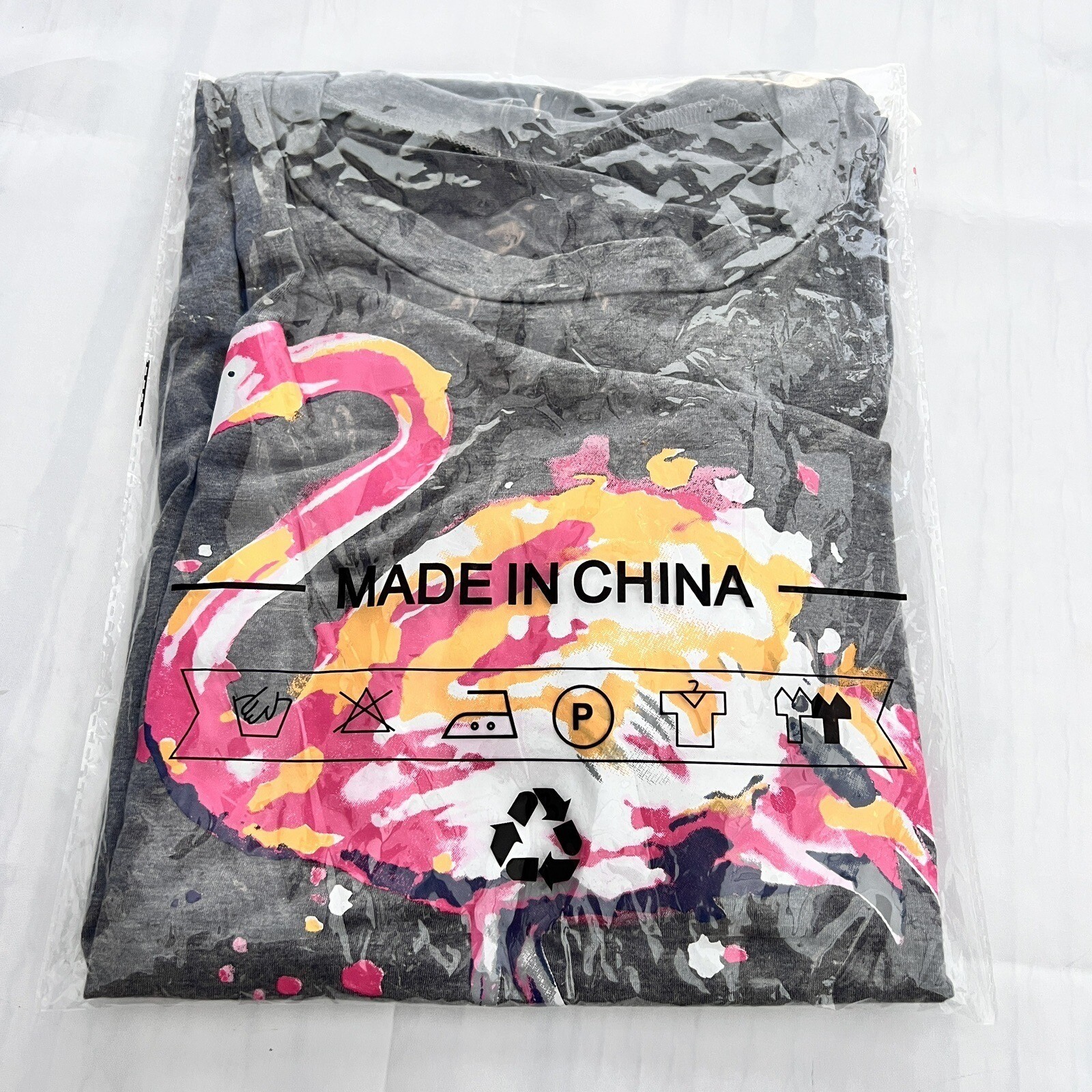 Women’s Short Sleeve Round Neck Loose Cute Animal Flamingo Print T-Shirt Top M