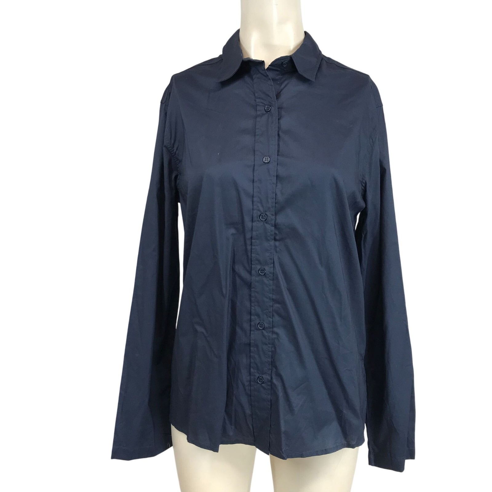 LOLE – WOMEN’S SMALL -BLUE ANCHOR LONG SLEEVE BUTTON UP SINARA TOP SHIRT