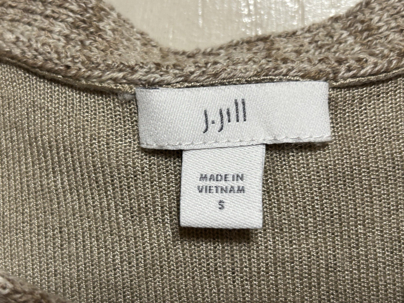 j.jill Pretty Pointelle Lace Knit M Sleeveless Square Neck Taupe Top