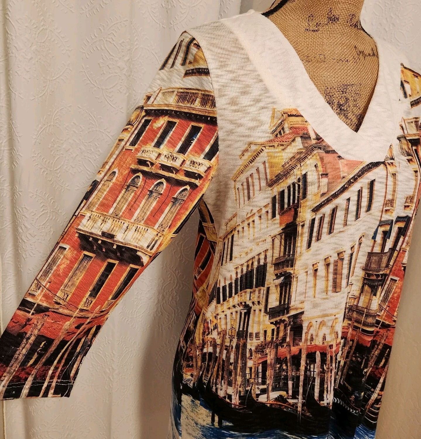 Thomas & Olivia Women’s S 3/4 Sleeve Knit Venice Print Tunic Top