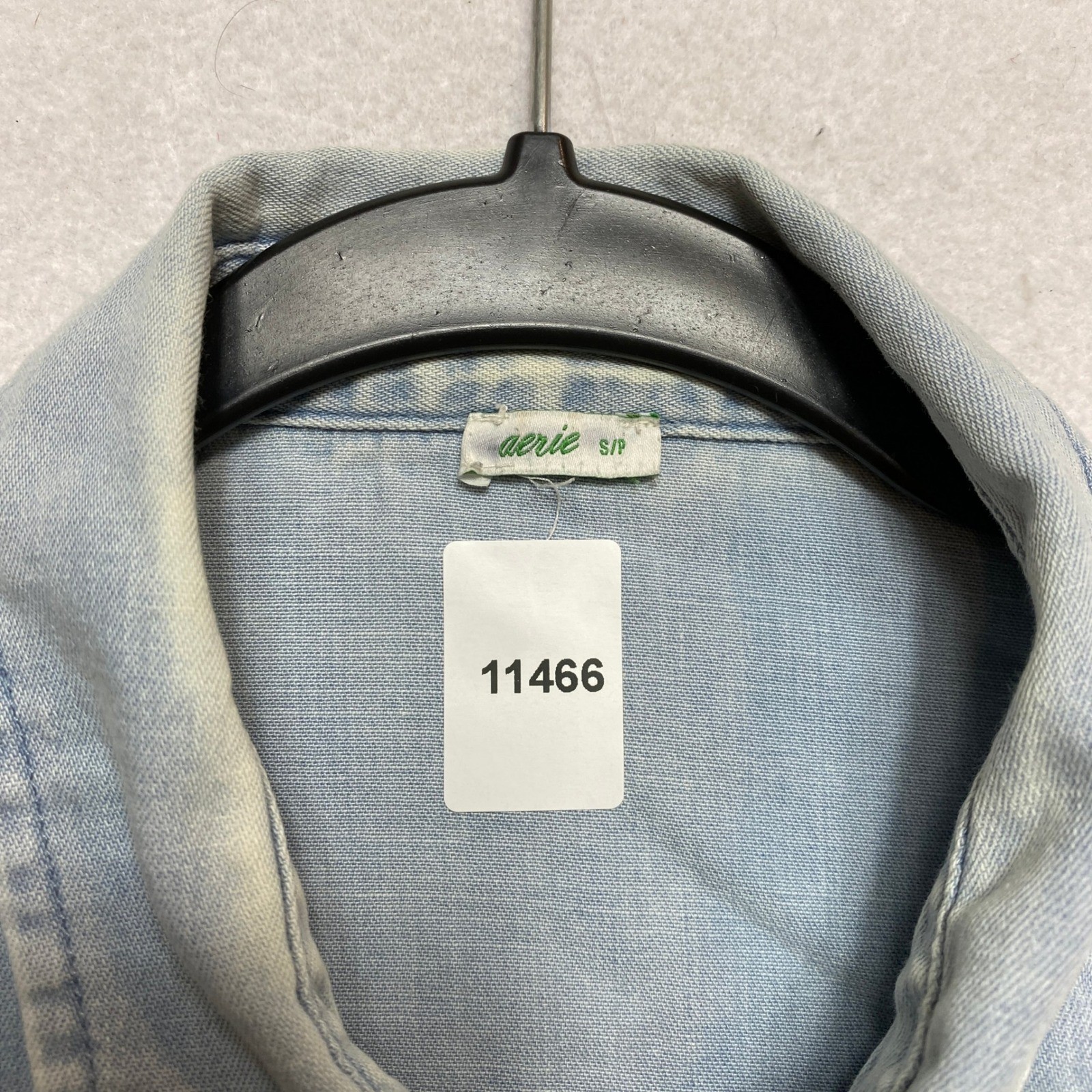 Aerie Denim Shirt Womens Small Blue Pearl Snap Cotton Button Up