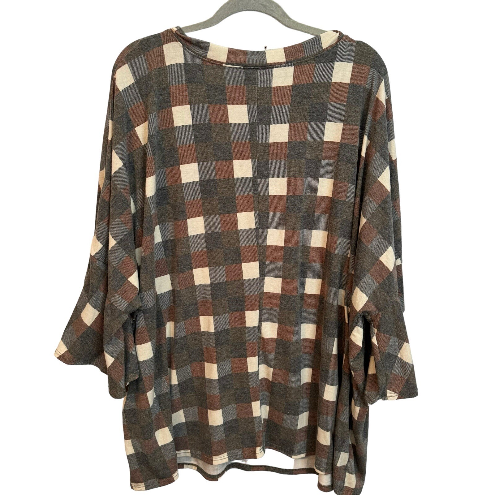 Crepas Blouse Size 2X/3X Gray Multi Sleeves 3/4 Women Top Blouse