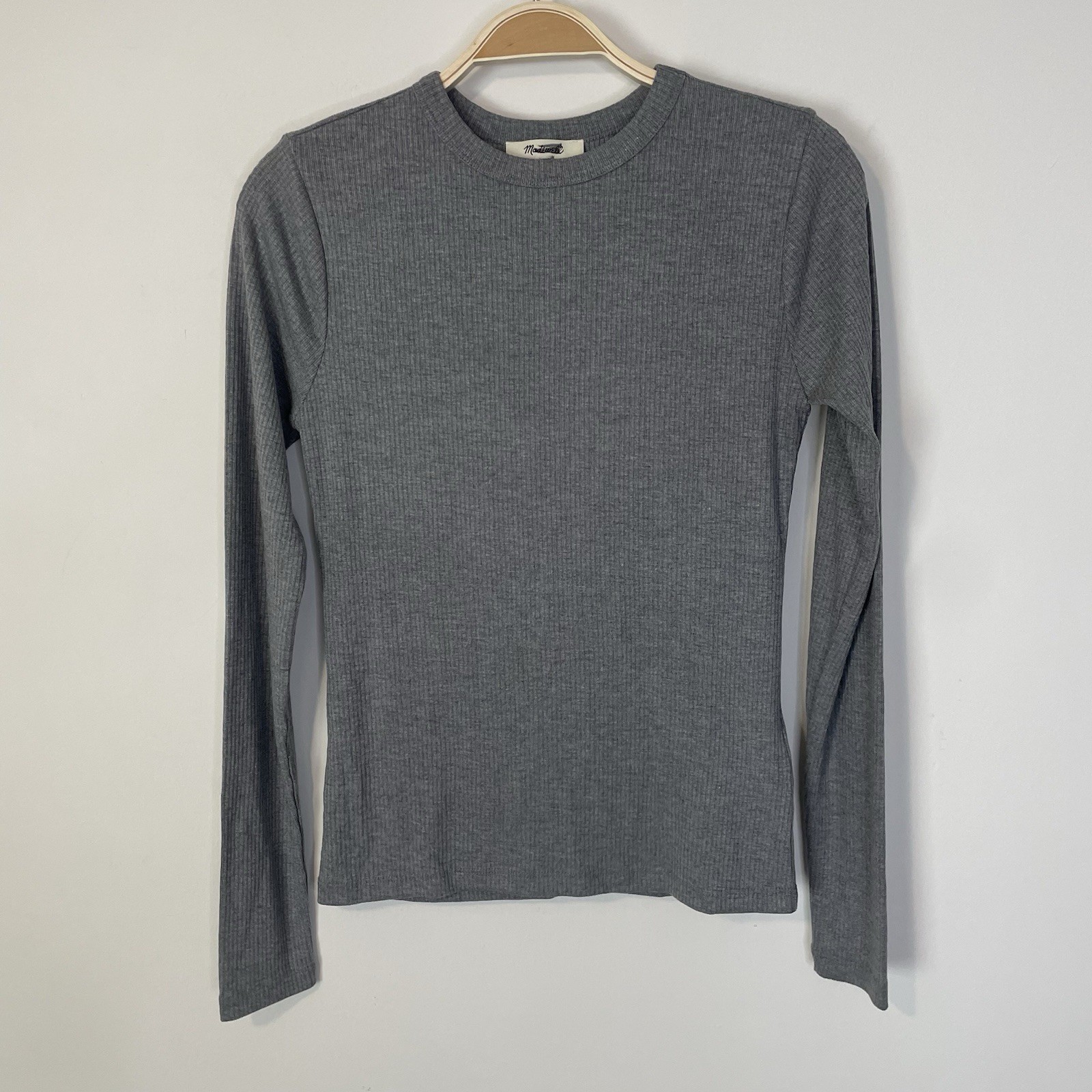 Madewell Drapey Rib Long-Sleeve Tee Heather Gray Small NS594 Capsule Basic Layer