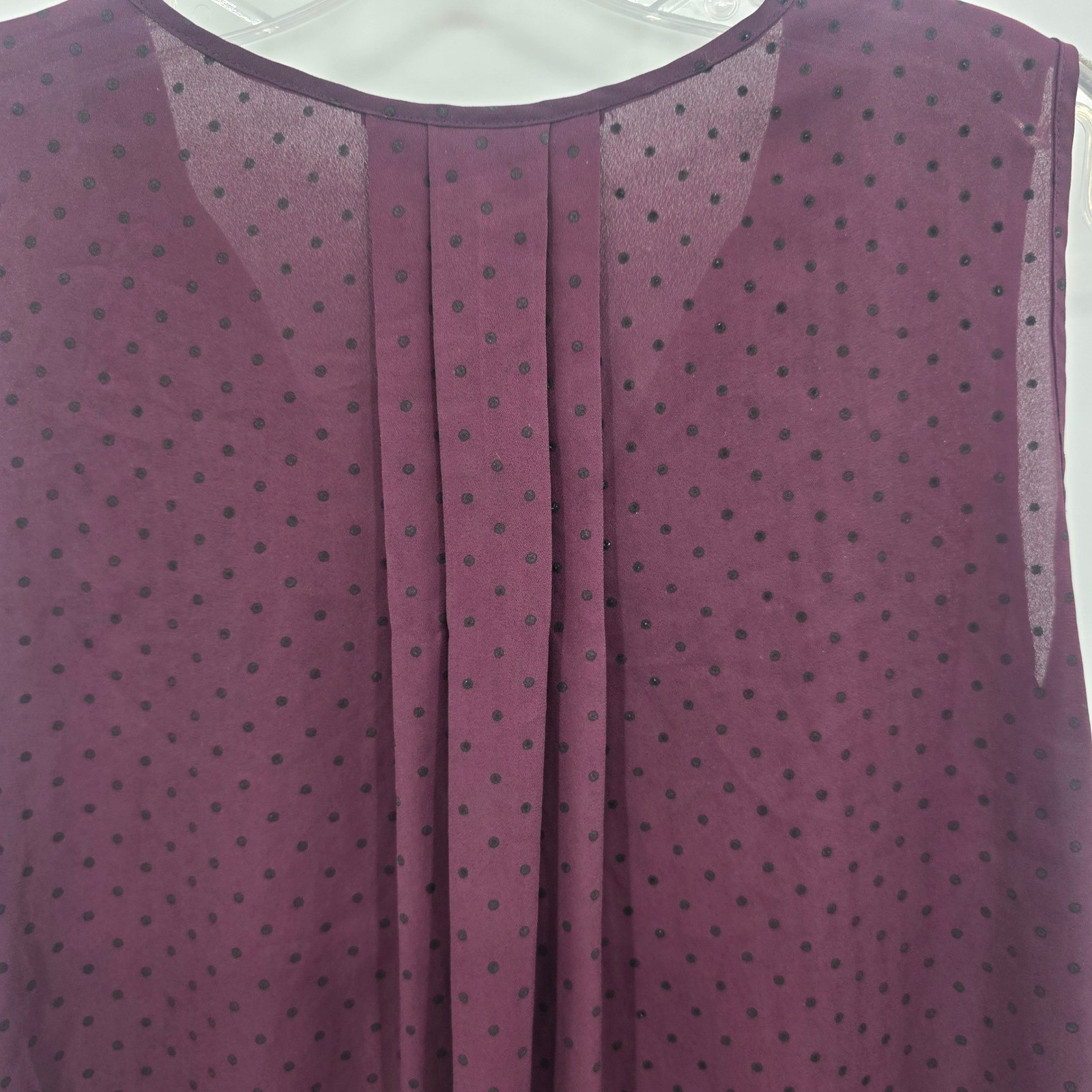41 Hawthorn Tank Womens 1X Purple Polka Dot Sleeveless Split Neck Blouse