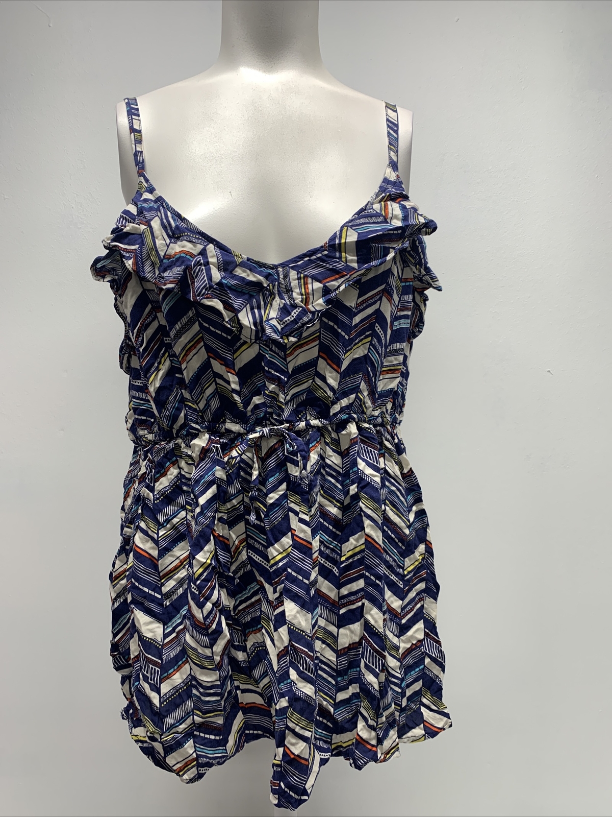 Torrid Tank Top Sleeveless Shirt Blouse Ruffle Elastic Waist Blue Plus Size 2X