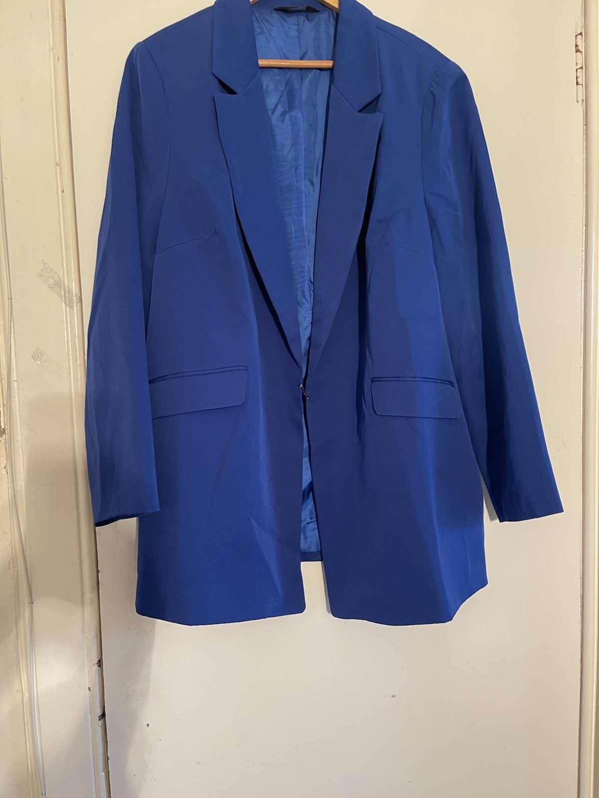 YOURS PLUS SIZE None Button Long Sleeve Casual Blazer Blue Women’s U.K-24”
