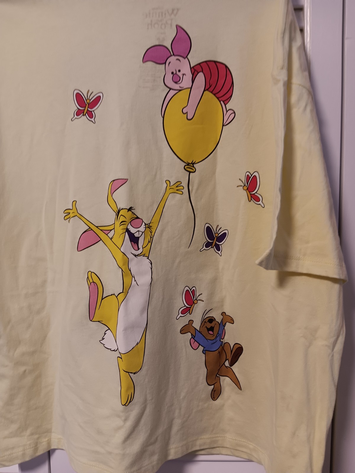 Disney Winnie the Pooh Junior T-Shirt Size L Front & Back Graphic S/S yellow NWT