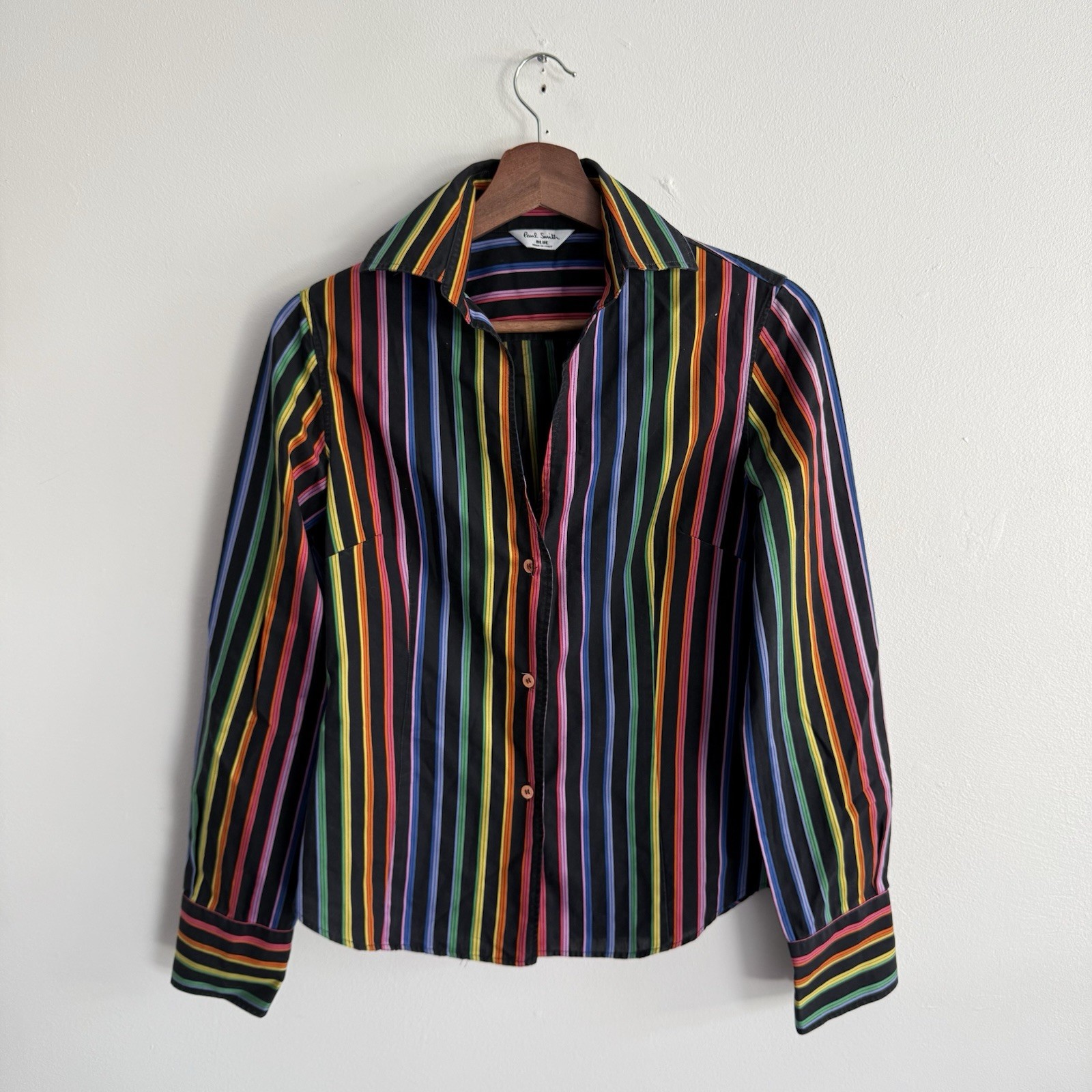 Paul Smith Blue Label Blouse Womens Small 40 Black Striped Shirt Button Up