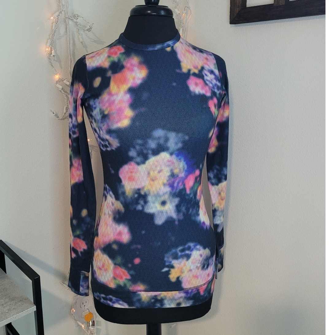 Burton Base Layer Crew XS Floral Ski Snowboard Athleisure Gorpcore Adventure
