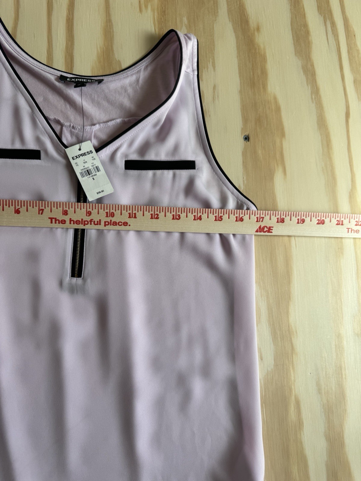 Express Pink Sleeveless V-Neck Blouse Decorative Zipper & Pockets Women’s S New