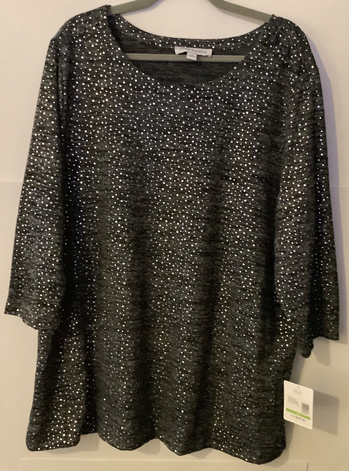 NWT Emily Daniels 3/4 Sleeve 2X Dot Tunic Top Free Shipping