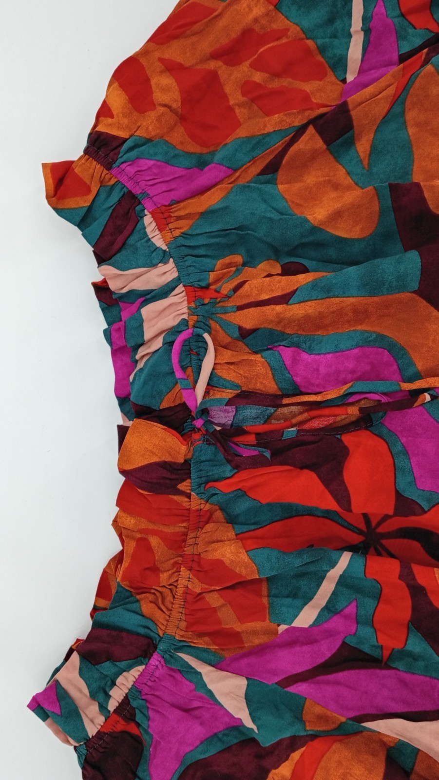 Fifth Ray XL Abstract Floral Boho Blouse | Colorful Art Nouveau Ruffle Top NWT