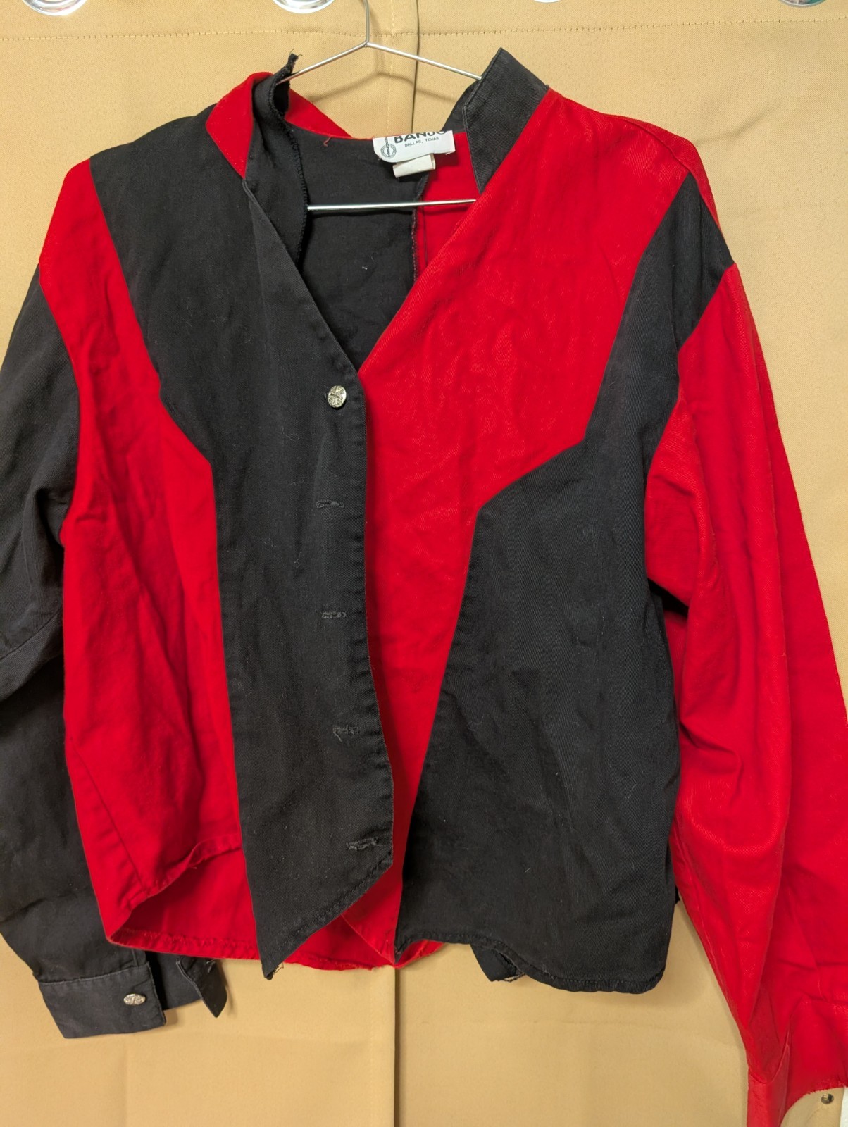 VTG Banjo Dallas TX Color Blocked Crop Button Shirt Size 1x Western Cowgirl