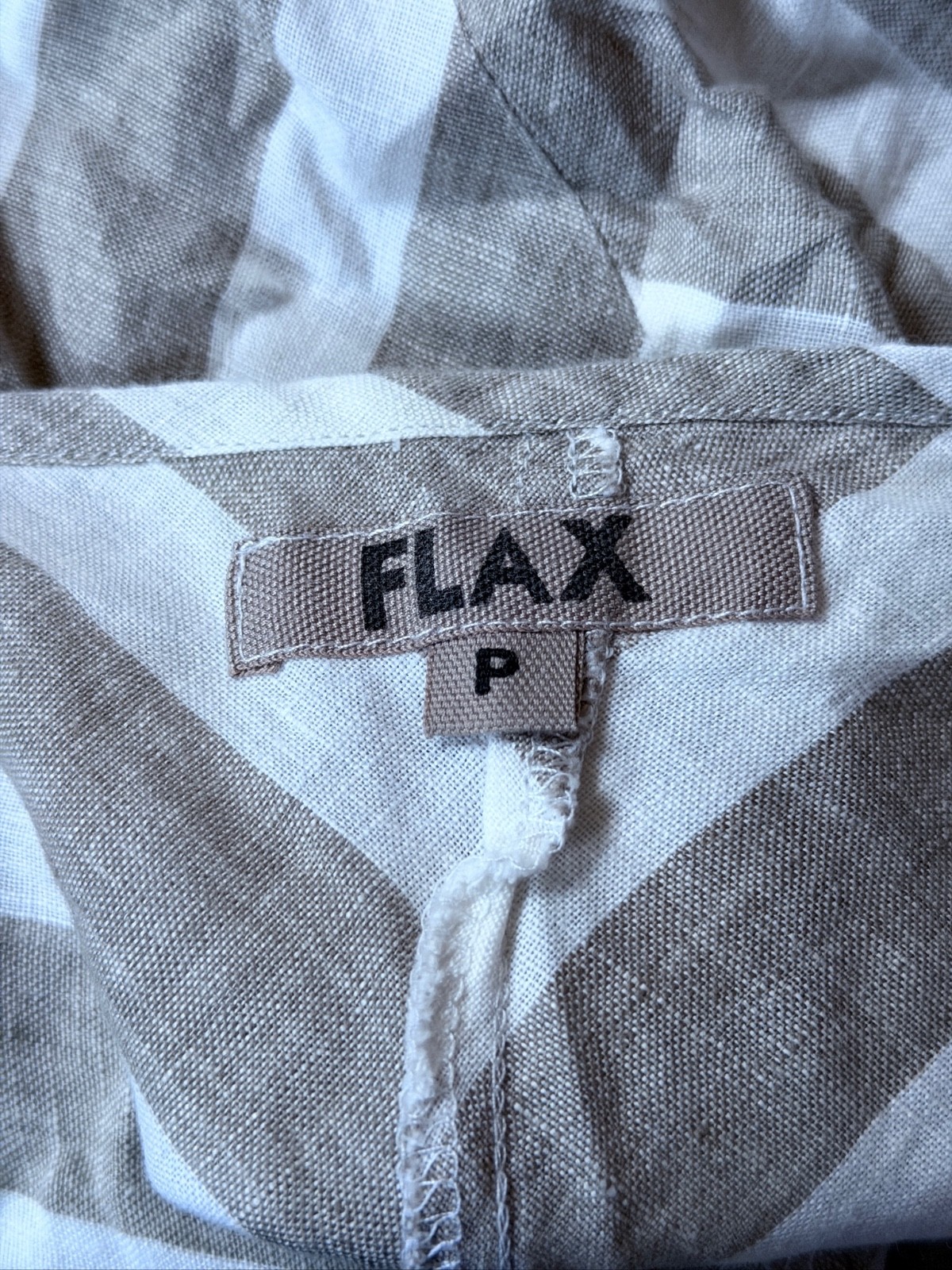 FLAX Tank Top Striped Chevron 100% Linen Sleeveless Lightweight Fabric