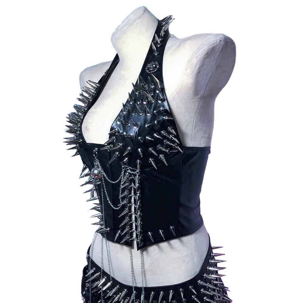 Goth Tops Spiked Gothic Tank Y2K Emo Clothing Punk Rock Clothes Vkei Grunge Q2