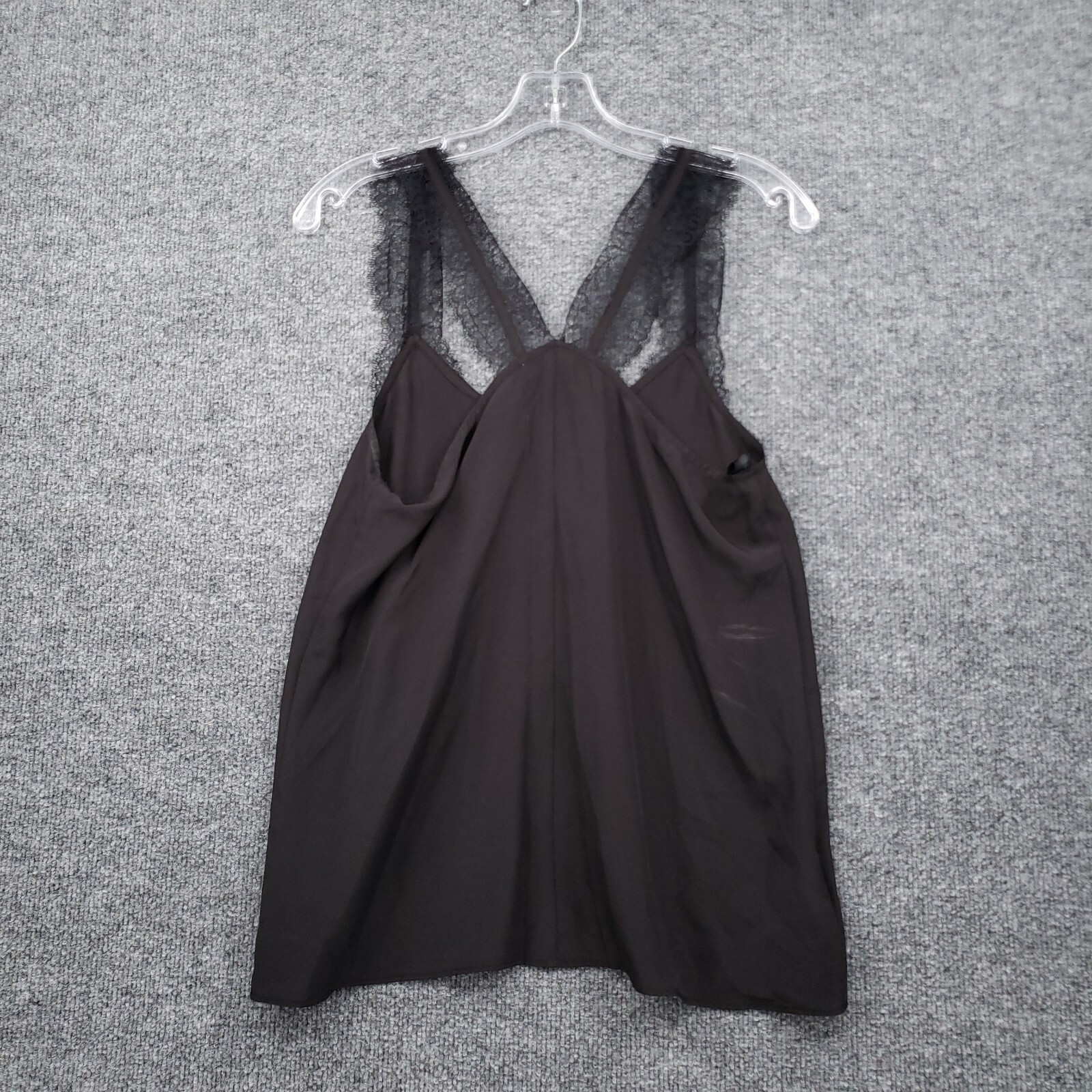 BCBGeneration Tank Womens XS Black Swing V-Neck Lace Strap Polyester NEW