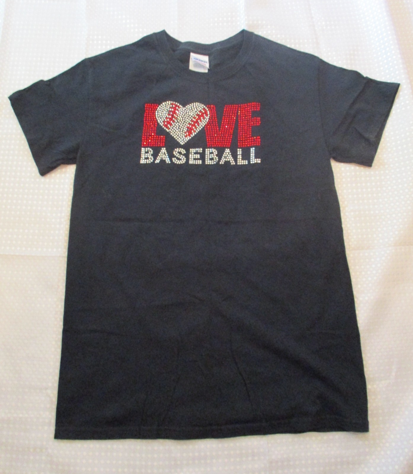 Sequined Love Baseball Women’s Graphic Short Sleeved Pullover T-Shirt Sz. S