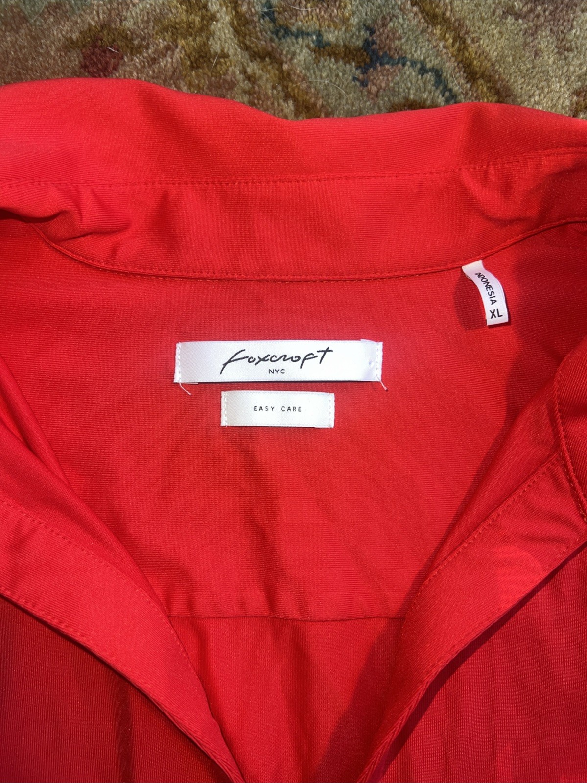 FOXCROFT Cherry Red Stretch Career/Business Easy Care LS Cuffed Relaxed Fit XL