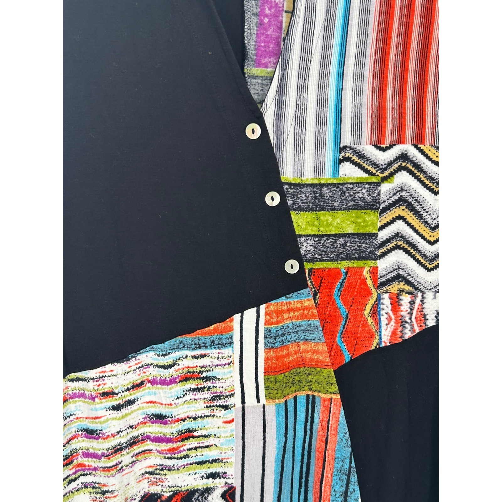 Parsley & Sage Womens XL Black Patchwork Print V-Neck 3/4 Sleeve Tunic Top – IW