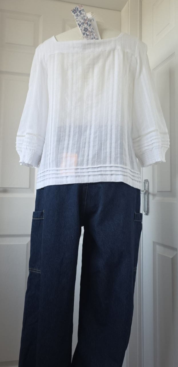 Pretty Lily & Me Poppy Pintuck Top, White Stripe UK10 BNWT #SummerReady Free P&P