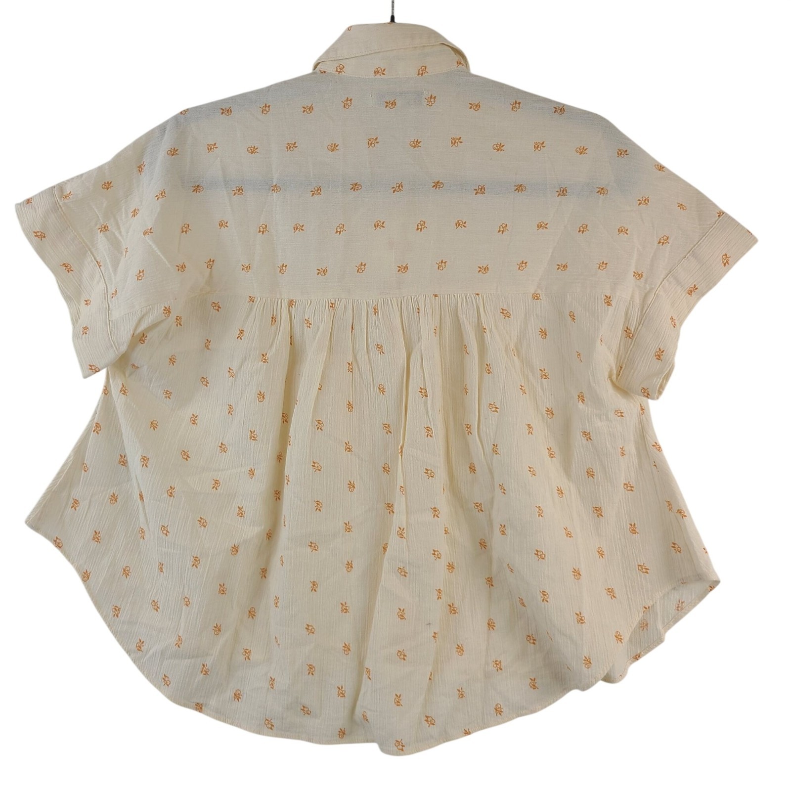 Madewell Womens Cream Short-Sleeve Button-Down Blouse With Orange Floral Print S