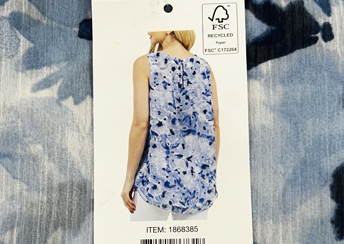 Cristina B Women’s Crew Neck Sleeveless Top, Chambray/Blue, Size S