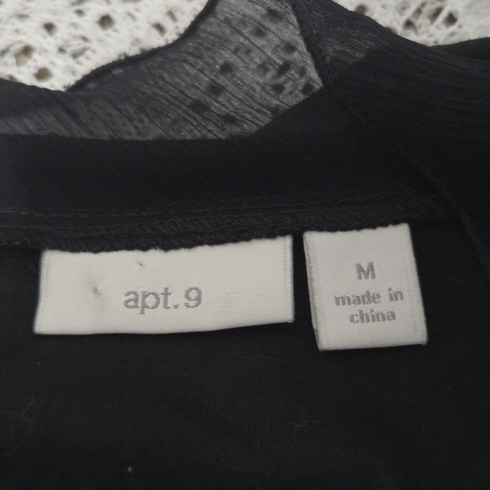 Apt. 9 Black Cotton Ruffle Tie Front Blouse Size M