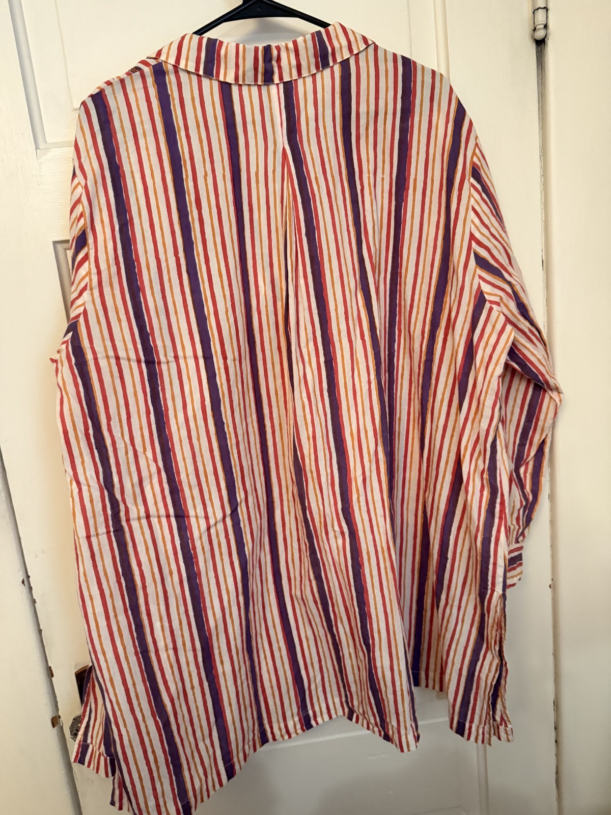 Marketplace Handiwork of India Purple Red White Embroidered Striped Tunic 2W