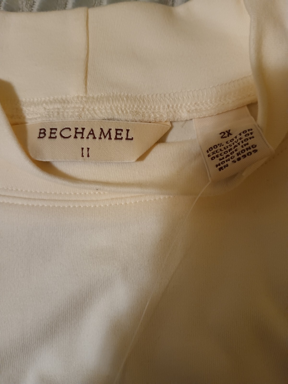 Bechamel 2X Mock Turtleneck Top Embroidered L/S Black & Ivory 100% Cotton NWT