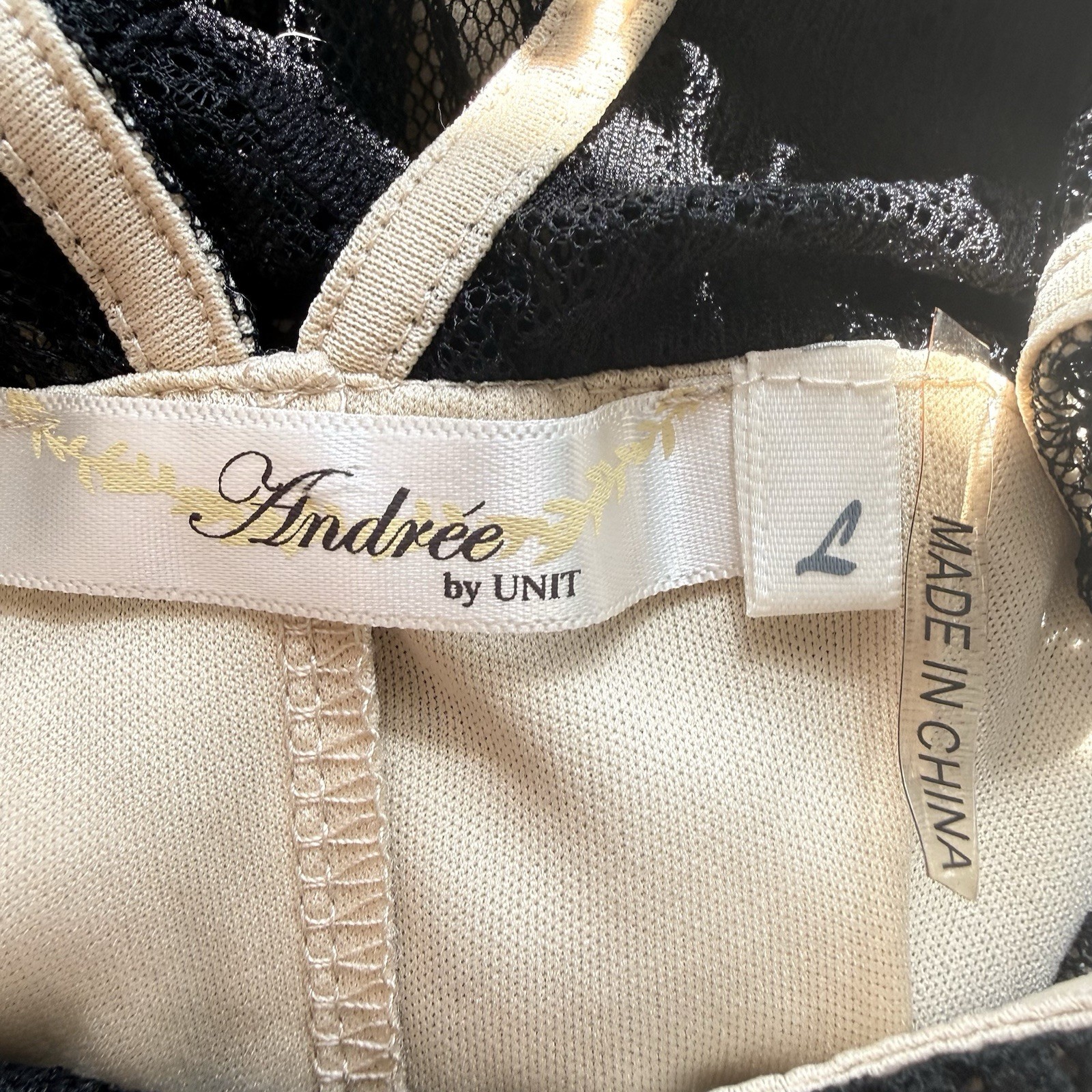 Andree by Unit Lace Mesh Sleeveless Top Black Overlay Whimsygoth Size Large READ