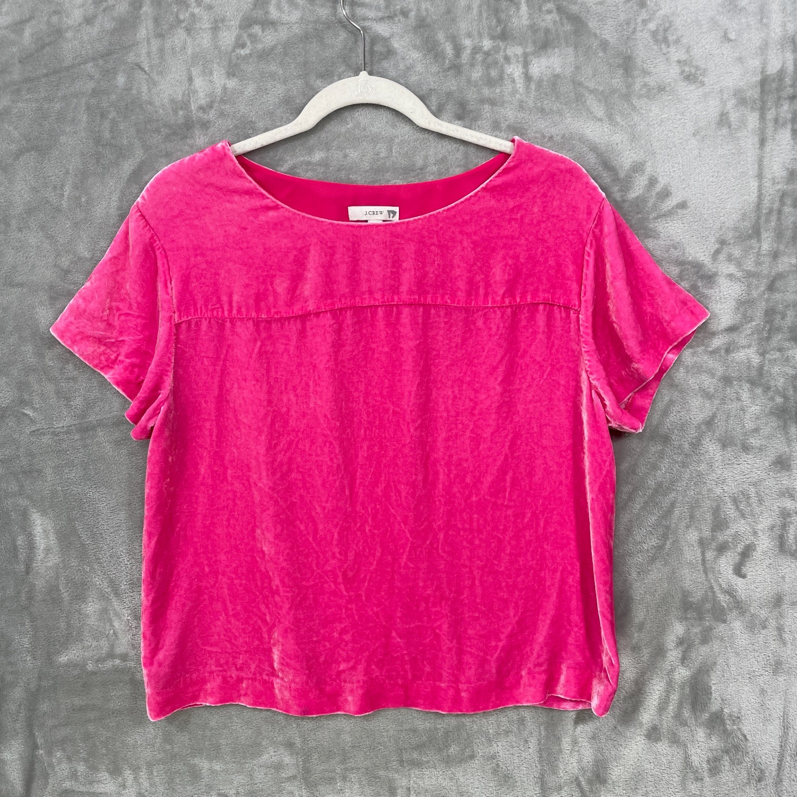 J Crew Women’s Size 8 Velvet Short Sleeve Top Pink Holiday Event Minimalist