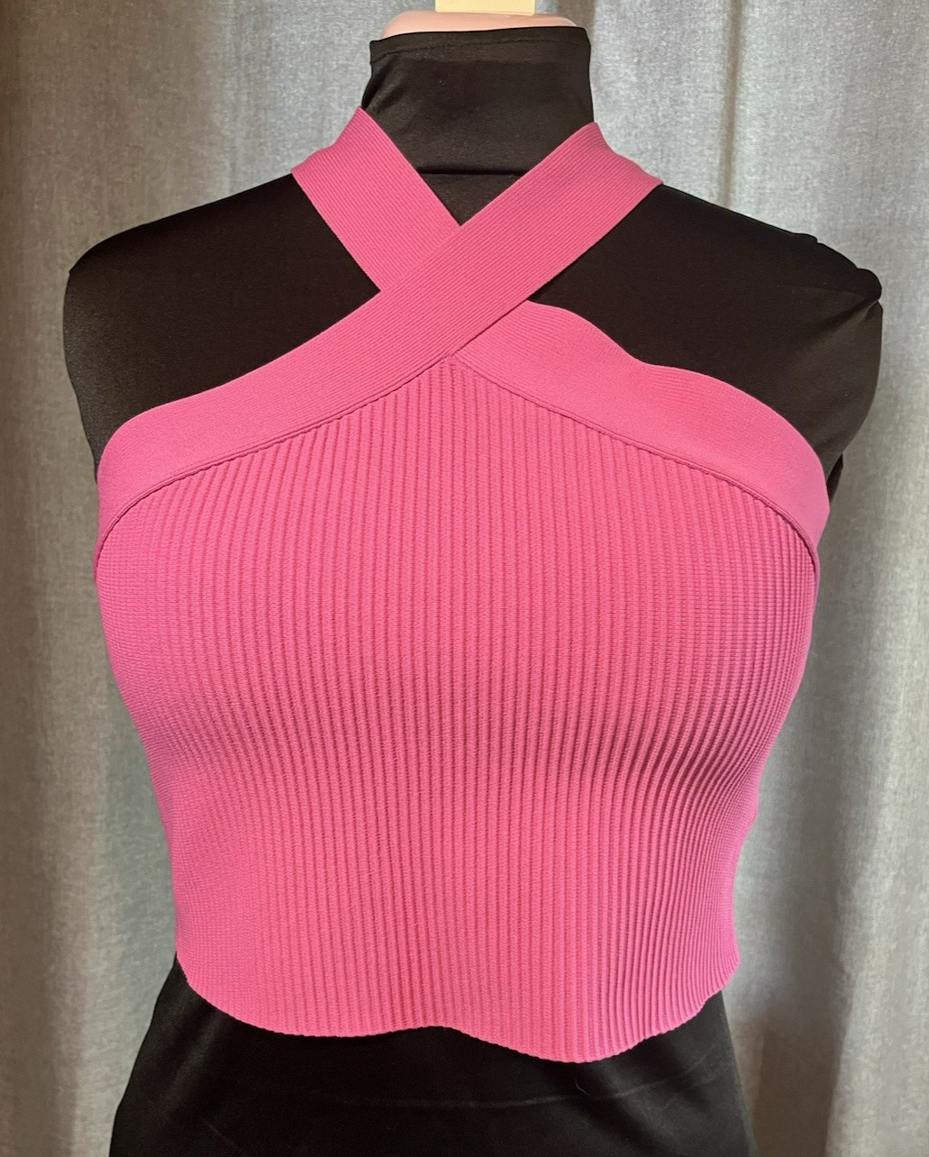 NWT Sincerely Jules Fucshia/Pink Knit Cross-Halter Crop Top – XL