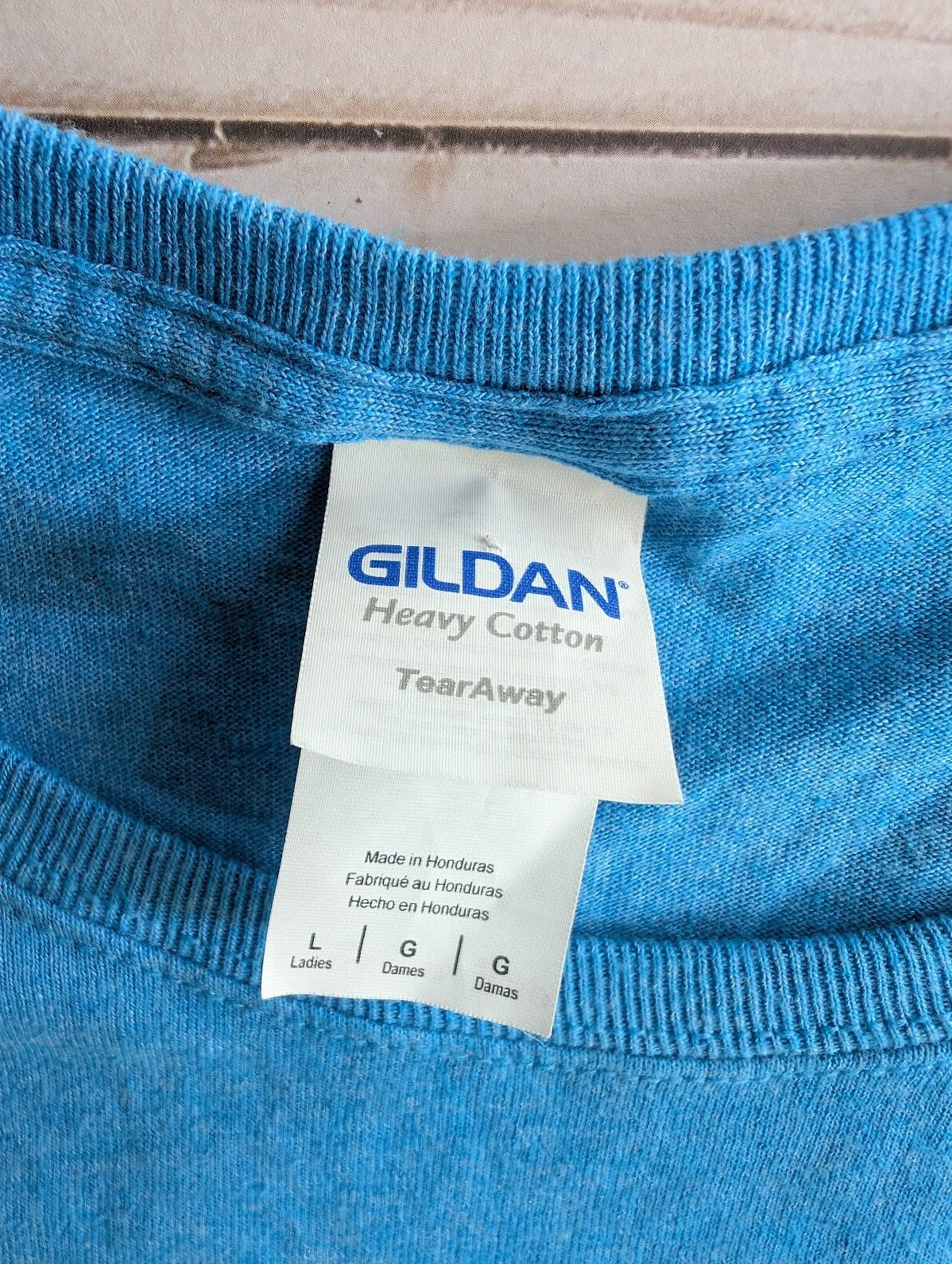 Gildan Size Large Womens Blue Canning Graphic Short Sleeve Casual Top