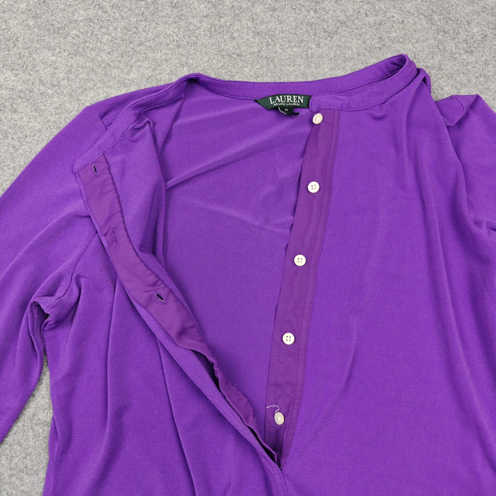 Lauren Ralph Lauren Shirt Womens Medium Purple Button Tunic Long Sleeve Top
