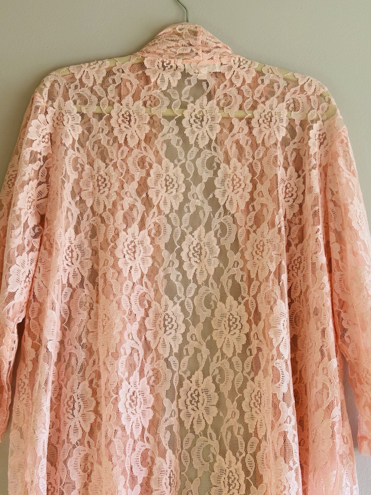 XL/1X/2X/3X New Sweet Pea Pink Floral Stretchy Lace Long Duster Cardigan Kimono